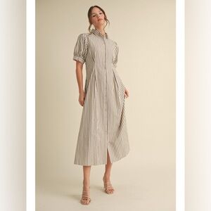 077 JODIFL Striped Button-Down Maxi Dress